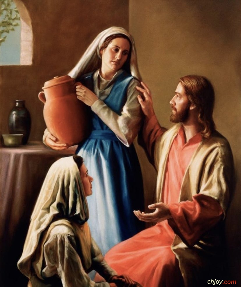 Martha was rushing doing chores, while Mary chose to sit and listen 