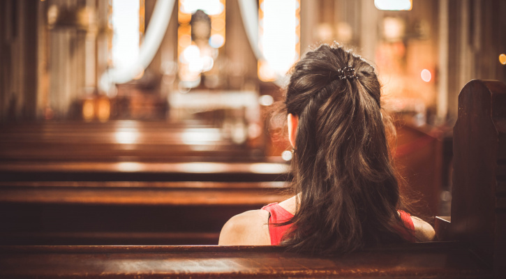 a woman finds respite in her church 