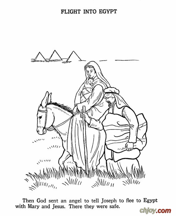 pictures for coloring Flight into Egypt 