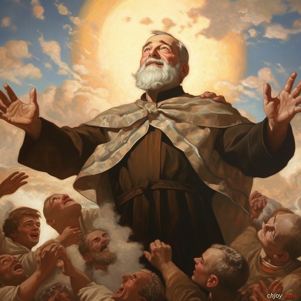 Saint Padre Pio being received into Heaven 